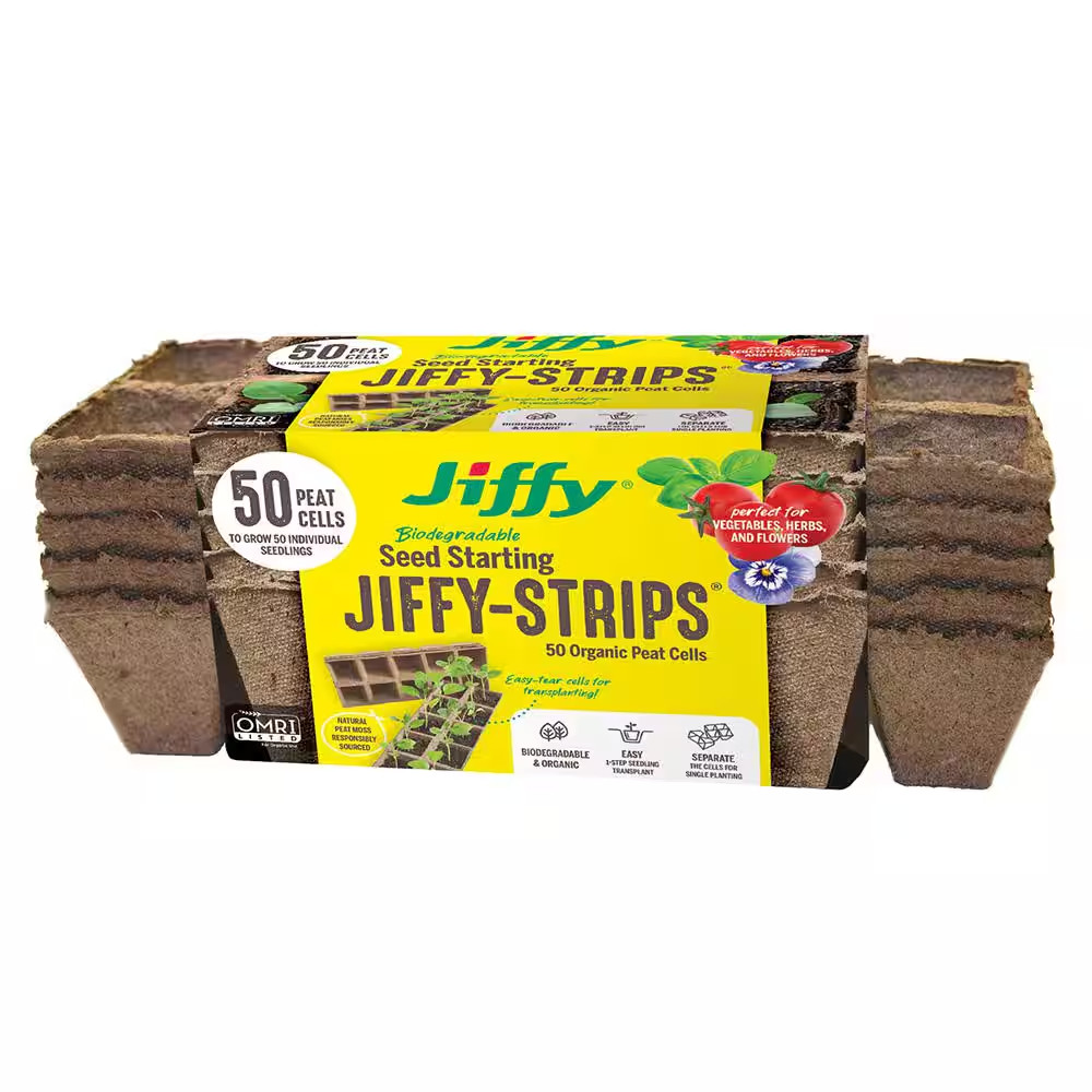 NEW Jiffy Peat Strips Seed Starter Kit 50 Biodegradable Pots Easy Plant Growth