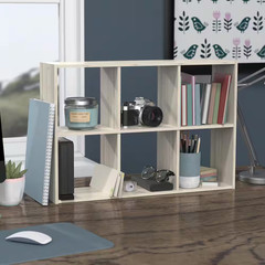 16.34 In. H X 23.98 In. W X 6.02 In. D Bleached Walnut Wood Mini 6-Cube Storage