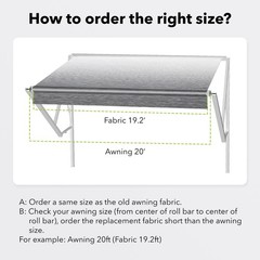 HBN RV Awning Fabric Replacement, Multiple Fabric Length for Awning, Heavy-Duty