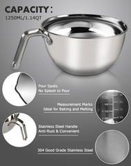 Double Boiler Pot Set 1250ml Chocolate Melting 304 Stainless Steel Bowl