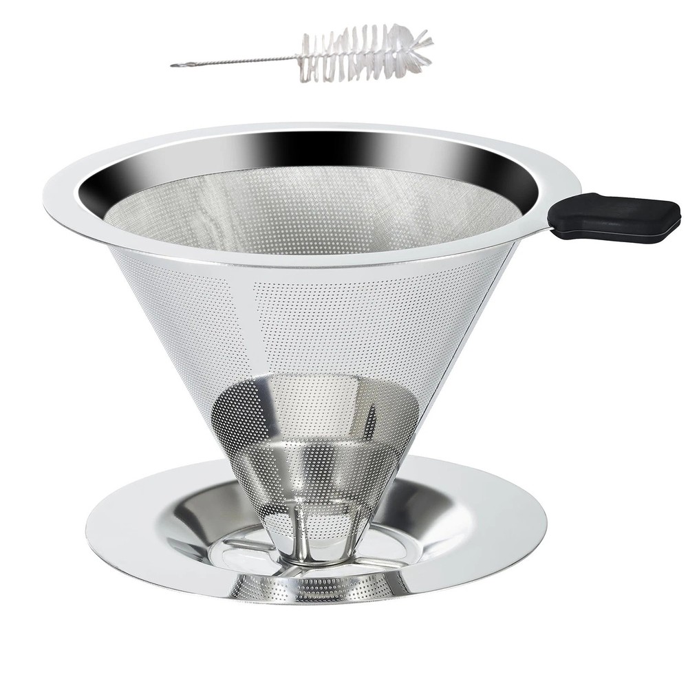 Stainless Steel Coffee Dripper 1-2 Cup Capacity Filter Prevents Coffee Grounds