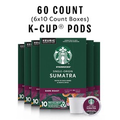Starbucks K-Cup Coffee Pods, Dark Roast Coffee, Sumatra for Keurig Brewers, 100%