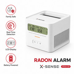 X-SENSE Radon Detector Alarm XR0A-SR Digital Radon Gas Monitor LCD Battery Power