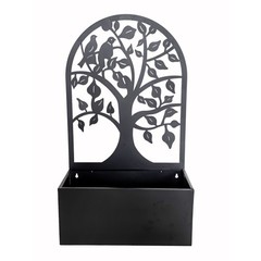 26.5″ H Metal Hanging Planter Antique Black Garden Metal Wall Decor