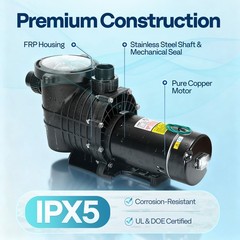2.0HP Swimming Pool Pump 115V/230V 6800GPH w/ Self-Priming Motor In/Above Ground