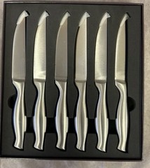 New Wolfgang Puck 6 Piece Steak Knife Set With Box High Carbon Steel