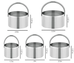Biscuit Cutter Set Round Cookie Cutters with Handle 5 Pieces Stainless Steel New