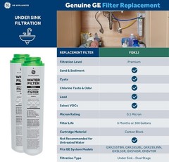 US NEW 2PK GE FQK2J Dual Flow Replacement Under Sink Water Filters (New Sealed)