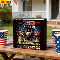 250 Years of Freedom 1776 2026 Wooden Box Sign 4th of July Patriotic Eagle Decor