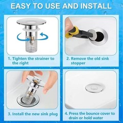 2-Pack Bathroom Sink Stopper Hair Catcher Bathroom Pop Up Sink Drain Filter US