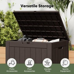 NEWBULIG 31 Gallon Deck Box, Weatherproof Resin Lockable Outdoor Storage.