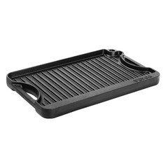 14×8.5 inch Reversible Grill Griddle Pre-Seasoned BBQ Pan Cast Iron Black