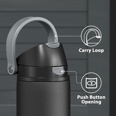 24 oz Insulated Water Bottle for Sports: Stainless Steel Water Bottle with 2-…