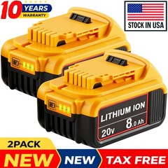2Pack 8.0AH For DeWalt 20V 20 Volt Max Lithium Ion Battery DCB206 DCB205 DCB200