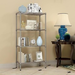 High Quality Rectangle Carbon Steel Metal 4-Shelf Storage Rack Silver New Style