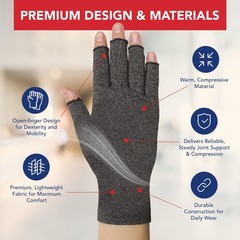 Doctor Developed Compression Gloves for Women and Men, Open-Finger Arthritis