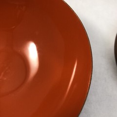 West Elm Enamel MCM Style Metal 4.25 in. Bowls Set 4 Red & Orange Dishes *As-Is*