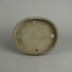 Shohin Bonsai Pot Shibakatsu Unglazed Grey Oval 15.3cm 6.02in Vintage Tokoname