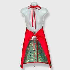 Christmas Apron Tree Presents Pockets Handmade Novelty Gift Red Green Holiday