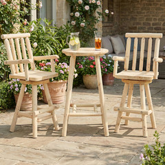 HOMEDIARY Solid Wood Swivel Adirondack Bar Chairs, Outdoor Bar Height Barstools