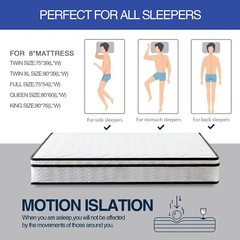 8″10″ Gel Memory Foam and Spring Hybrid Mattress Twin Full Queen King Size
