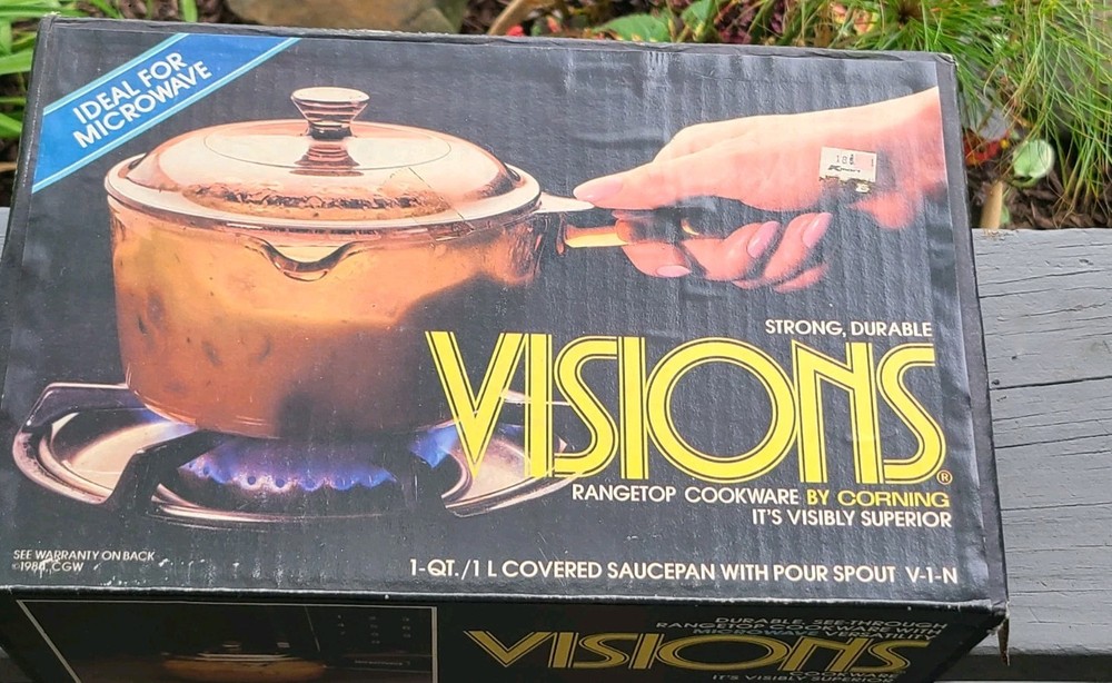 New Open Box 1984 Visions Cookware Rangetop 1.5-QT Covered Double Boiler V-20-N