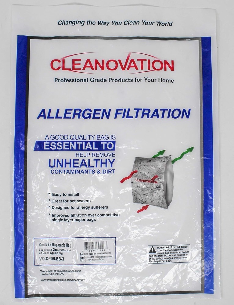 Premium Allergen Filtration Vacuum Bags 9 Pack Compatible with Oreck BB870