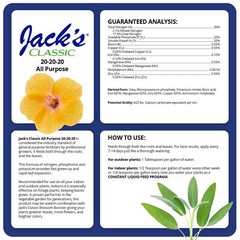 Jack’s Classic 20-20-20 All Purpose Water-Soluble Fertilizer, 1.5lbs
