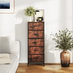 5 Drawer Dresser with Fabric Bins Sturdy Steel Frame Storage Organizer Chest