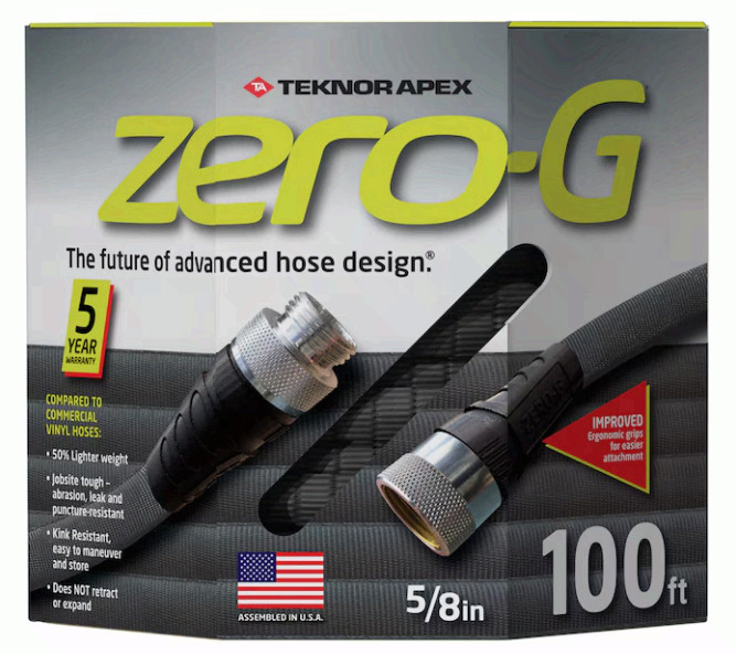 Teknor Apex Zero-G 5/8 in x 100 ft Premium Kink-Free Woven Garden Hose Gray