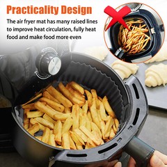 2 Pcs Air Fryer Silicone Pot Basket Liners Non-Stick Safe Oven Baking Tray Mat