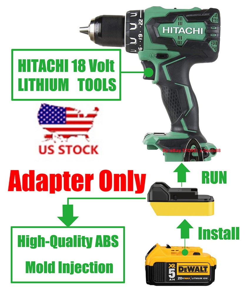 1x Adapter# DeWalt 20v MAX Li-ION Battery To Hitachi 18V Cordless Li-ion Tools