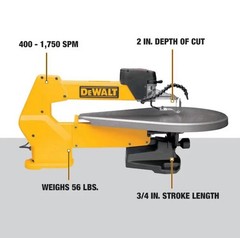 DEWALT DW788 20-in 1.3 -Amp Variable Speed Corded Scroll Saw