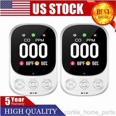 2PC Carbon Monoxide Detector Plug 3-in-1 CO Level Monitor Alarm with Temp Sensor