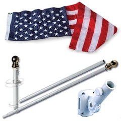 American Flag and Pole Set – 3×5 US Flag and 5′ Spinning Flag Pole HEAVY DUTY