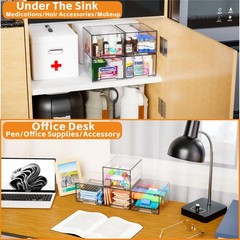 Yieach 4 Pack Clear Stackable Storage Drawers,4.4” 4 PCS, Clear-4.4 In Tall