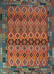 Geometric Kilim Southwestern Area Rug 8×11 Hand-woven Wool Carpet for Any Room