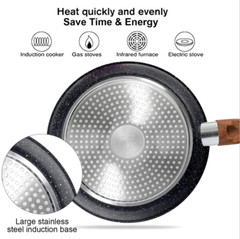12 Pieces Kitchen Pots & Pans Set Nonstick Cookware Set Granite Coated with Lids