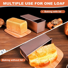 2 Pack Pullman Loaf Pan with Lid, 1 lb/0.5 lb Dough Capacity, Premium Non-Stick
