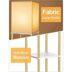 Tall Open Top Floor Lamp W/ 3 Color Temperature Bulb & Storage Shelves New