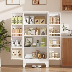 Metal Kitchen Pantry Cabinet, 47″ Freestanding Storage Cupboard with Adjustable