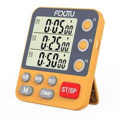 FCXJTU Digital Dual Triple Kitchen Timer, 3-Channel Orange