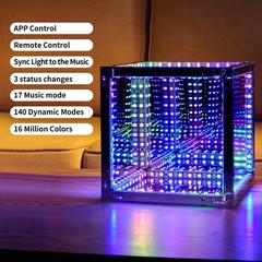 Mdkave 7.88 Inch Infinite Cube Light, Infinity Mirror Dynamic BOX 7.5, Silver