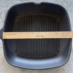 Vintage Roch Guss 11 Inch Flat Grill Fry Pan Wood Handle Made In Italy