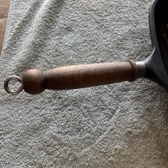 Vintage Roch Guss 11 Inch Flat Grill Fry Pan Wood Handle Made In Italy