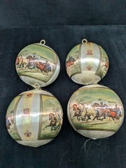 4 VTG Girl Scouts Silk Christmas Balls Currier & Ives Winter WNEPTV 16 PA