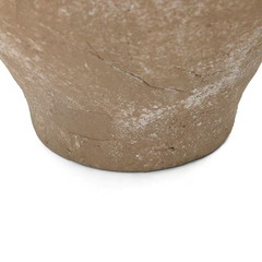 11.02 in H Rustic White & Brown Terracotta round Vase, Vintage Wide-Body, Cerami
