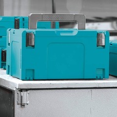 15.5 In. Large Interlocking Tool Box | Makita X Storage Portable Plastic Blue