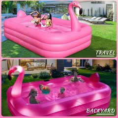 Inflatable Pool with Lights, Solar Flamingo Swimming Pool for Kids,Adults