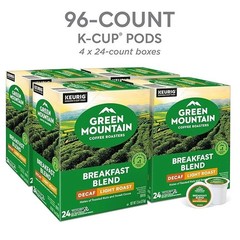 Green Mountain Breakfast Blend Decaf Coffee, Light Roast, K-Cup pods, 96 Ct.